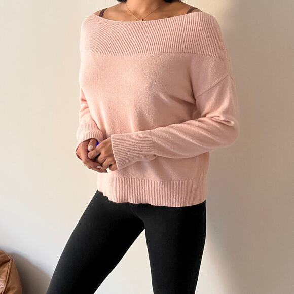 Anthropologie MOTH Off the Shoulder Boat Neck Light Pink Sweater Size XS - Picture 11 of 16